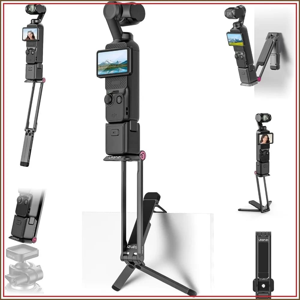 Quick Release Camera Tripod Stand, Magnetic Foldable Selfie Stick, 1/4 Mount, Mantis Hook for Desktop Video Live