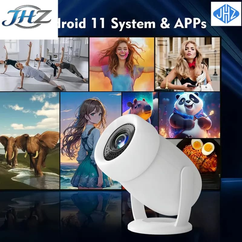 Proiettore JHZ per Y400 Android Smart Home, Risoluzione 1080P HD, Proiezione Wireless Mobile, Schermo Grande, Bluetooth, WIFI, Angolo di Proiezione 180 Gradi