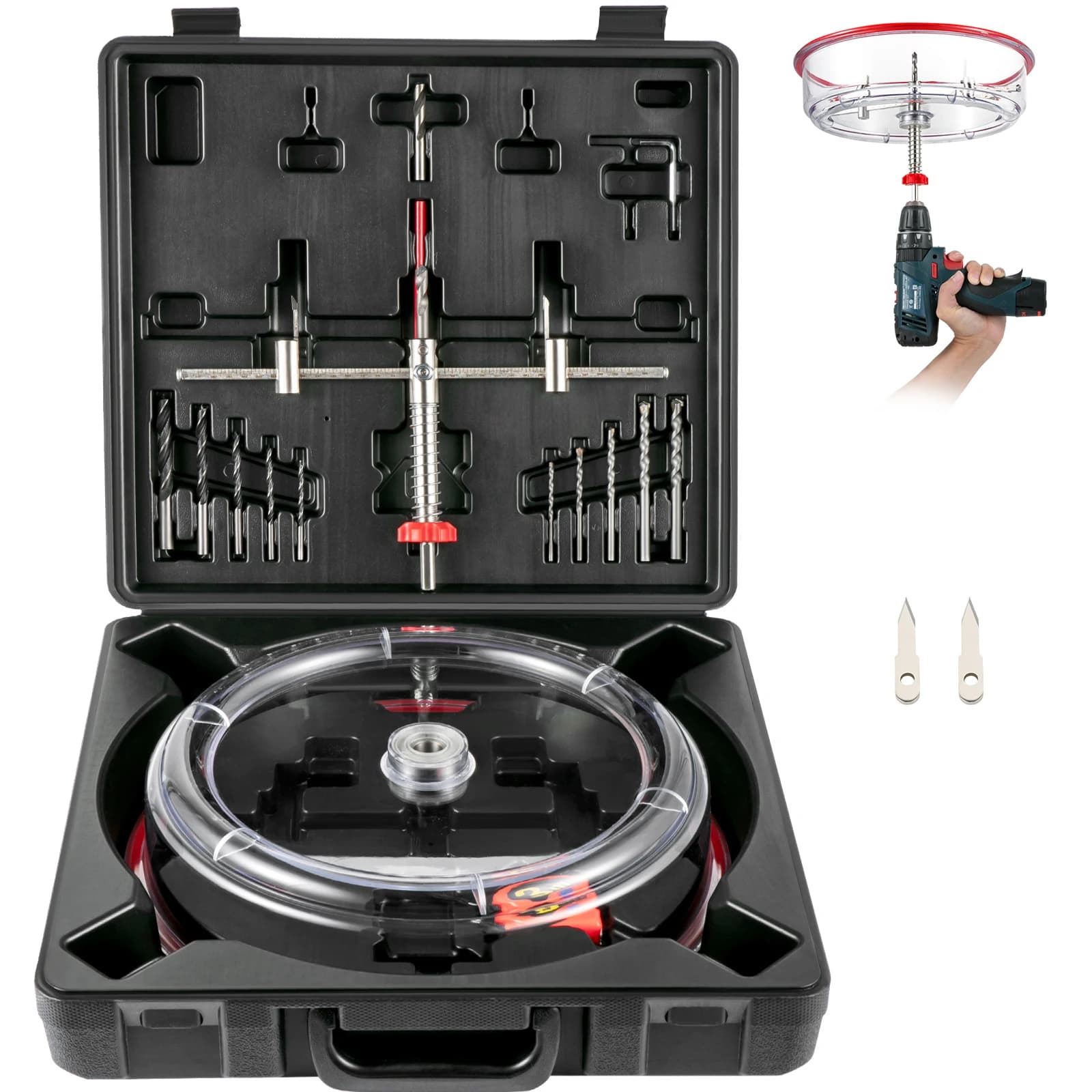 SucceBuy 40-200mm 40-300mm Adjustable Steel Cup Saw Trimmer Kit With Drill Tip For Shield DIY Tool Slate Scarf