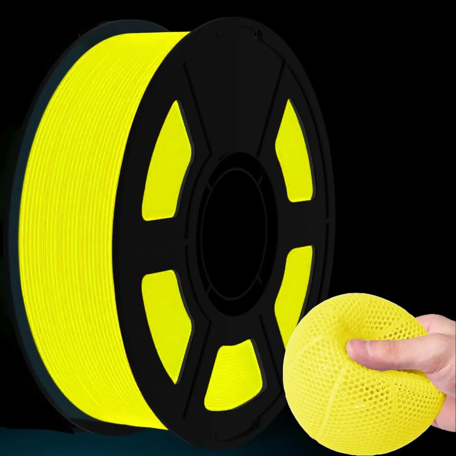 1.75mm 250g 95A TPU 3D Printer Filament Glow in the Dark Yellow Soft Flexible Printing Material for 3D Printing