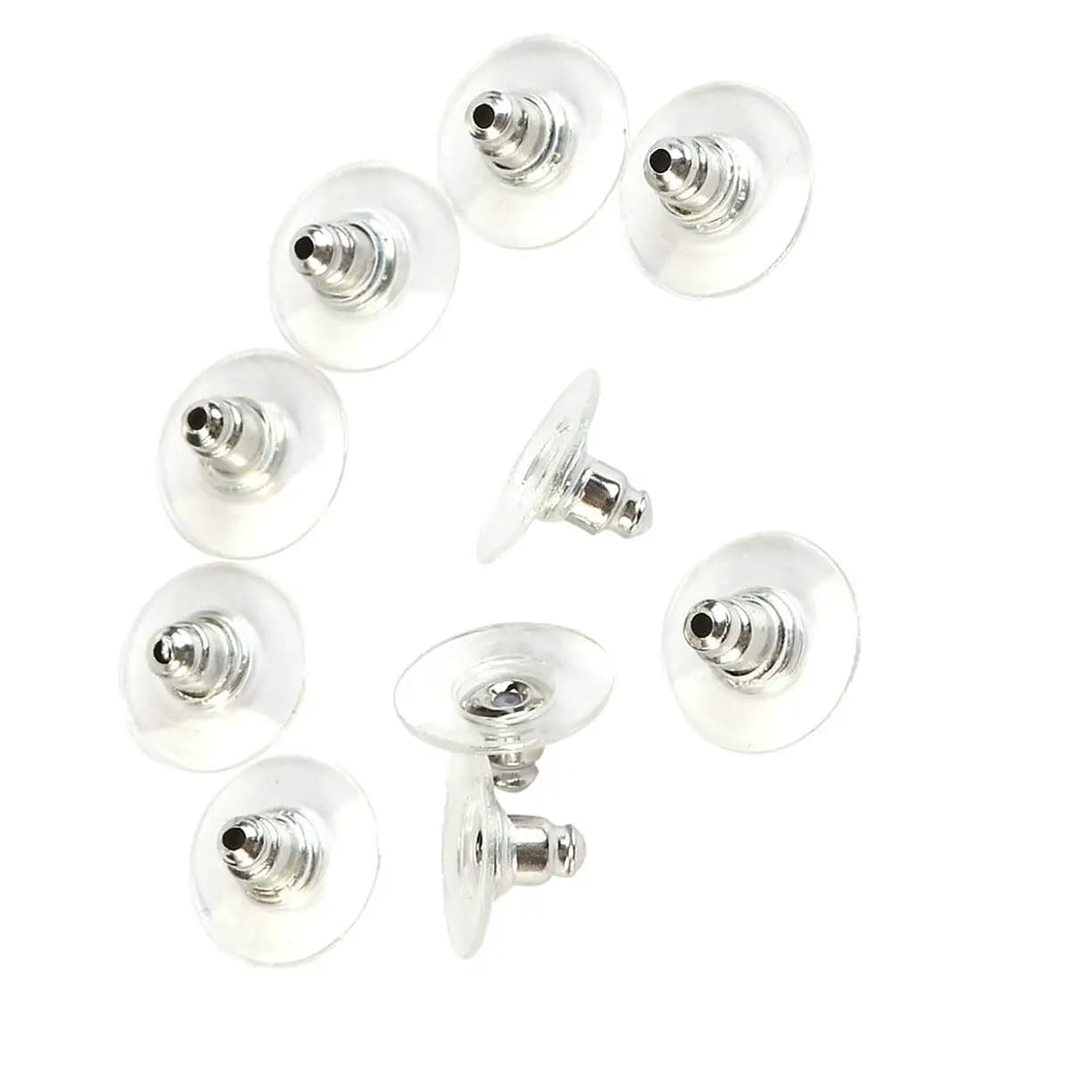 50Pcs Metal Ear Plug Earring Backings Long-Lasting Clutch Stopper Lightweight Use with Plastic Pads Earring Clutch