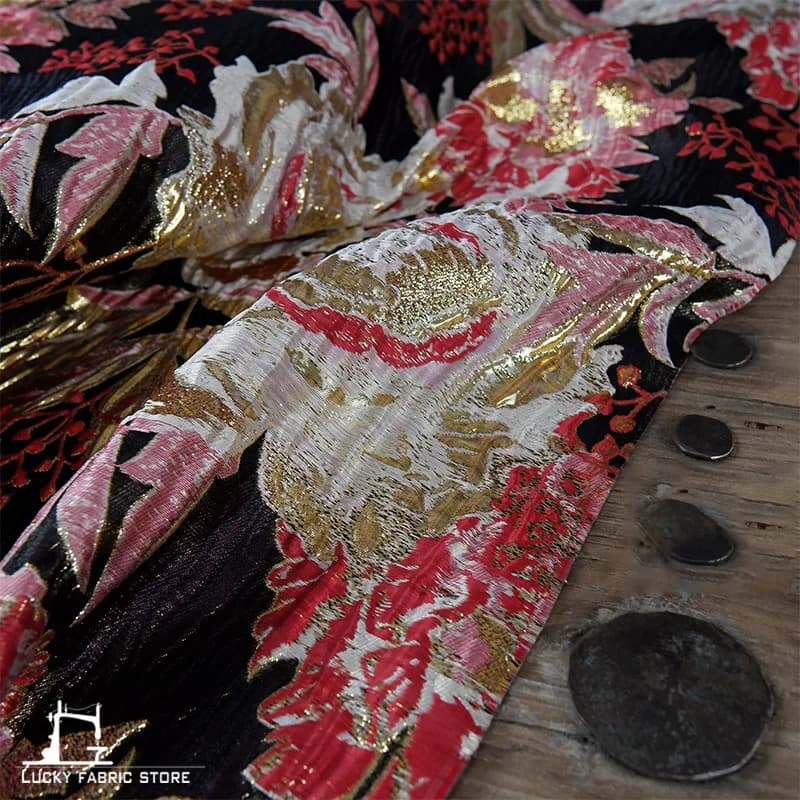 Tessuti jacquard tridimensionali con fiori di peonia rossa fatti a mano tessuti fatti in casa fai-da-te tessuti creativi per stilisti in stile palazzo