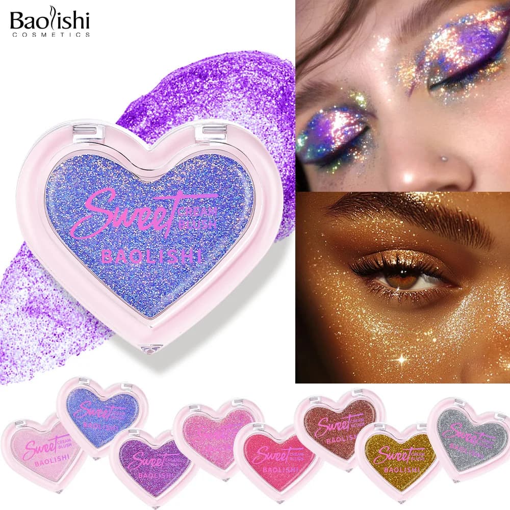 Heart Shaped Glittered Umbrella 8 Colors, Pressed Gel-Based Pigment Sparkling and Big, Long Life Waterproof Trend Make-up appearance