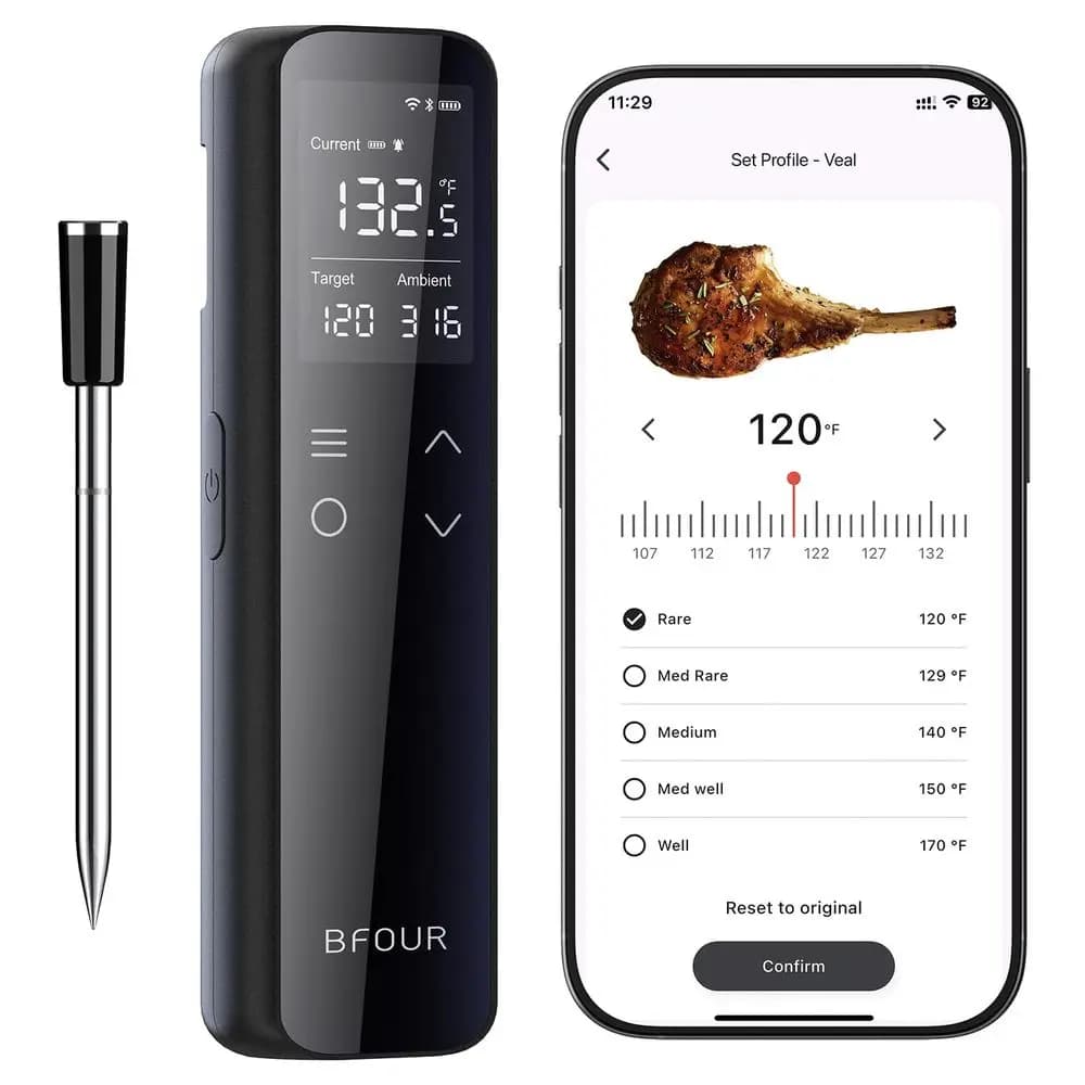 Wireless WiFi Car Thermometer with Autonomous Base, 6 Precision Sensors, Waterproof, Heat Resistant, Intelligent App, Bluetooth for C