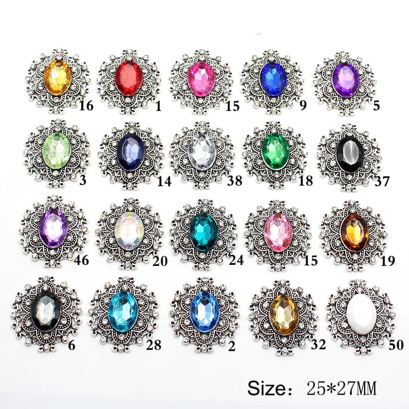 10 pezzi/lotto 27*25MM bottoni ovali in lega di diamanti bottoni per indumenti cuciti a mano matrimonio fai da te squisita decorazione della confezione regalo