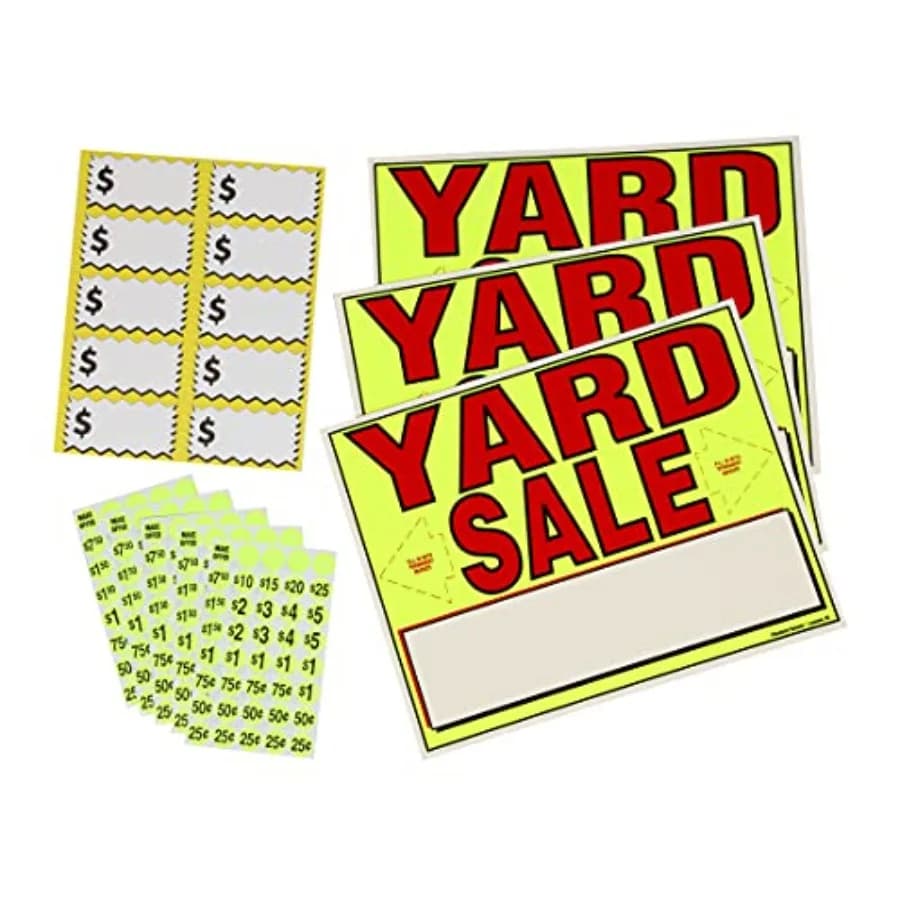4150 Yard Neon Yellow 10 Large Label 4150 Kit Includes (3) All-Weather Yard Sale Signs, (200) Pre-Priced Stickers, 11x14 inches