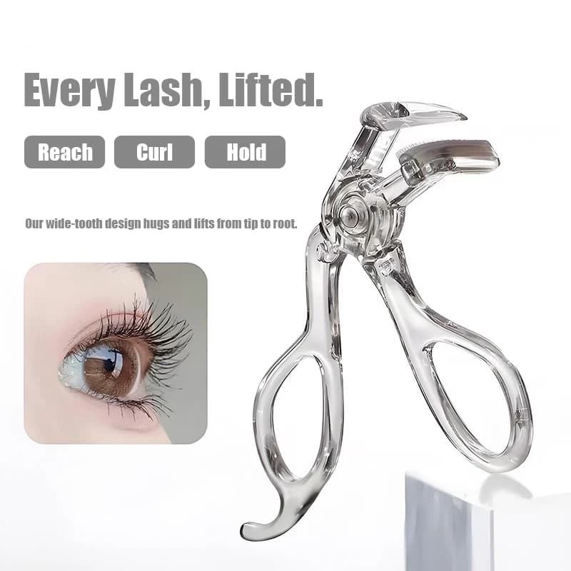 Wide-Angle Borderless Eyelash Curler Transparent Professional Heated Lash Curler for Hooded Eyes Long Lasting Curl for Beginners