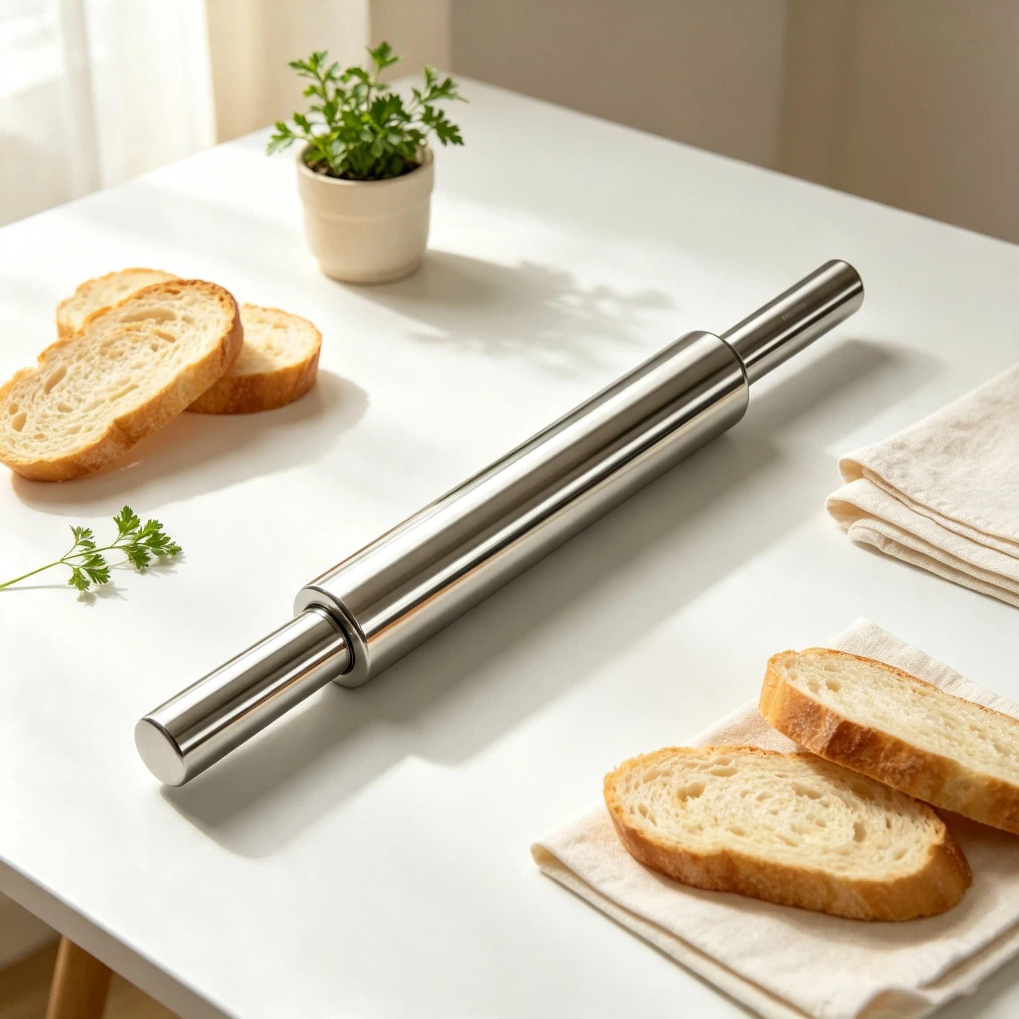 Mattarello in acciaio inossidabile per pasta antiaderente, bastoncino di farina, cucina, cottura, strumenti di cottura, accessori, rullo per pizza con manico