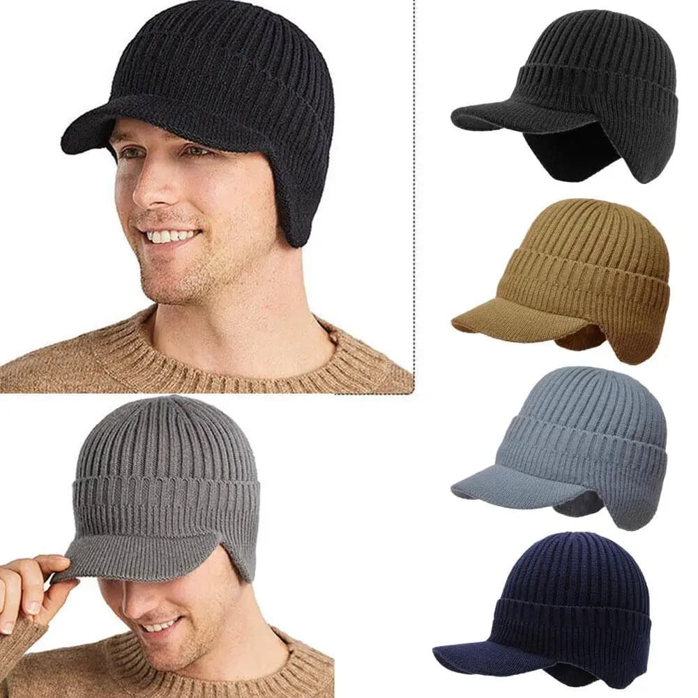 Berretto protettivo per l'orecchio all'aperto berretto lavorato a maglia per bicicletta spesso cappello addensato sciarpa per lingua da uomo berretto lavorato a maglia da Baseball antivento anatra Viso X5J7