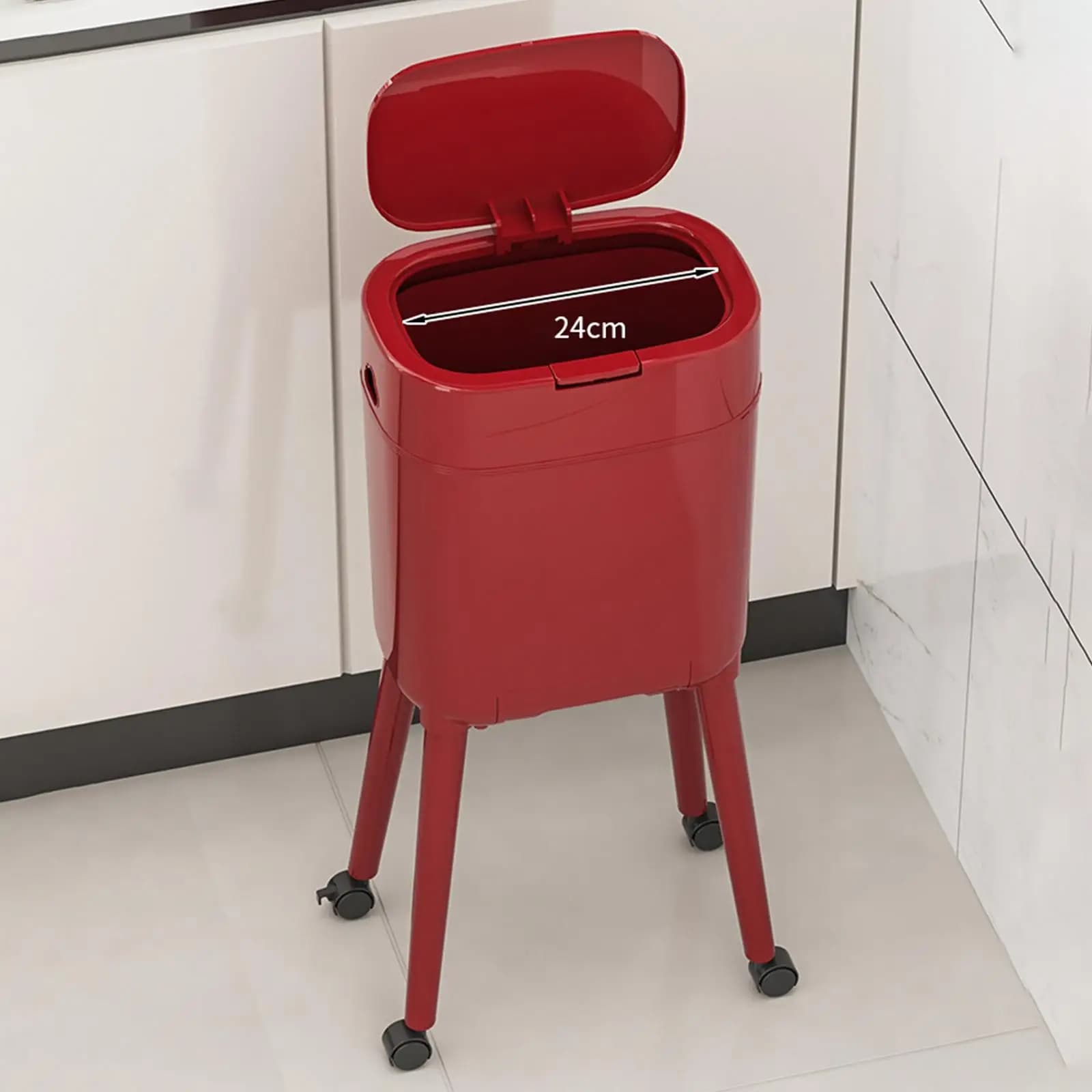 High Foot Garbage Can with 360 Rotate Wheels Spacious Trash Bin Double Compartment Waste Basket for Office Home