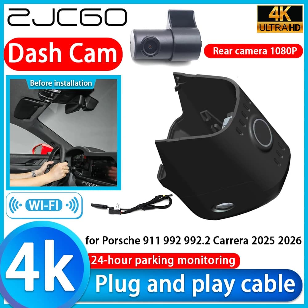 ZJCGO per Porsche 911 992 992.2 Carrera 2025 2026 Dash Cam DVR 4K UHD Telecamera 2160P con Lente Sony Registratore Video 24 Ore