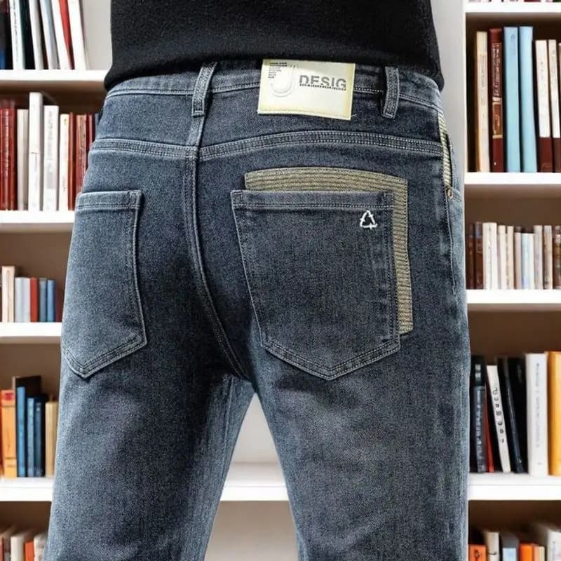 Primavera Autunno 2025 Pantaloni casual di moda di fascia alta da uomo Gamba dritta Slim Fit Jeans lunghi in denim Pantaloni casual cargo belli da uomo