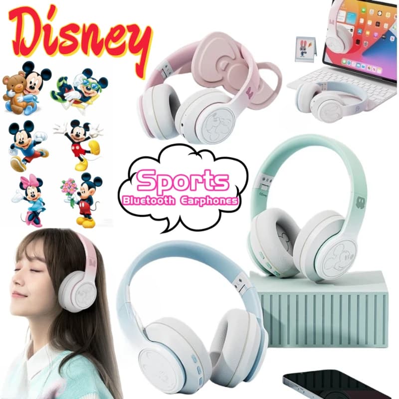 Bluetooth Headphones Disney Mickey Mouse and Minnie Creative Cartoon Fashionable over-ear game heads perfect birthday gift for friends
