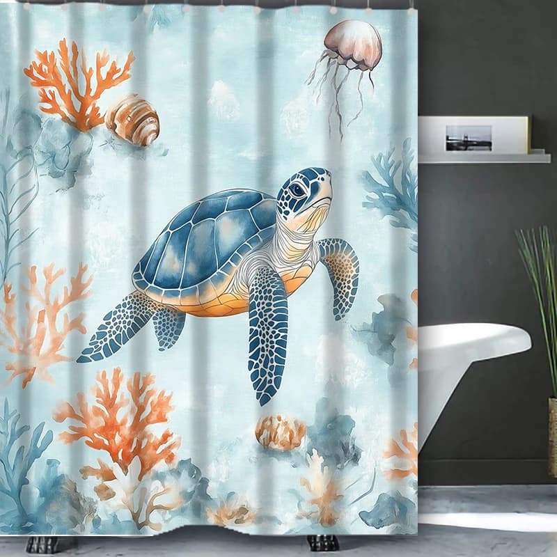 Tenda da bagno tartaruga Tenda da doccia per bagno impermeabile con 12 ganci Home Deco Spedizione gratuita