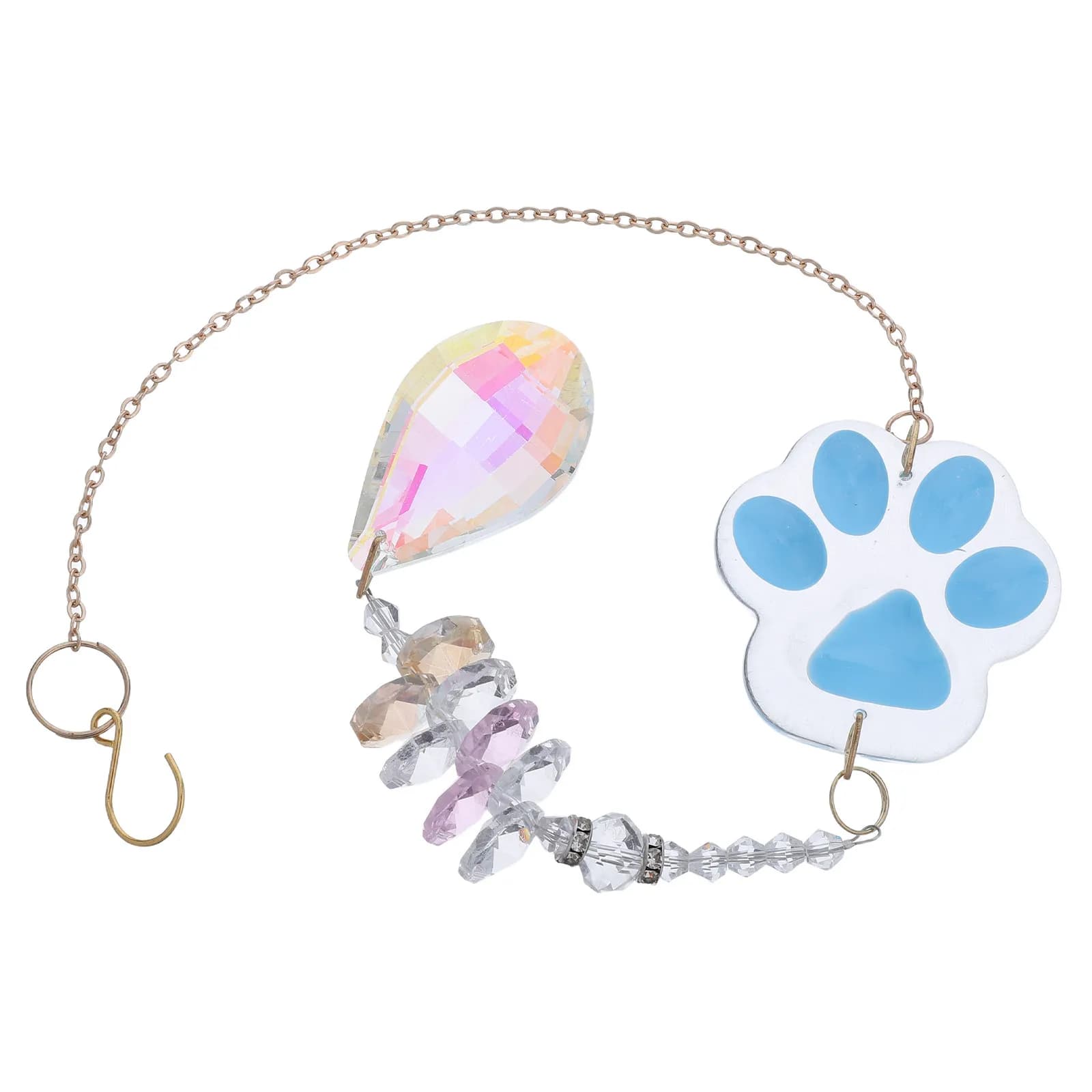 Pet Memorial Wind Chime Cat Dog Paw Crystal Suncatcher Sky Blue Outdoor Garden Patio Hanging Rainbow Prism Sun Catcher Sympathy