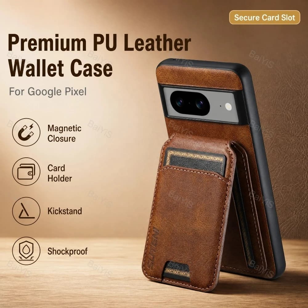 Luxury Wallet PU Leather Case for Google Pixel 11 10 9 8 7 Pro XL Magnetic Closed Card Slot Holder Cover for Google 8A 7A