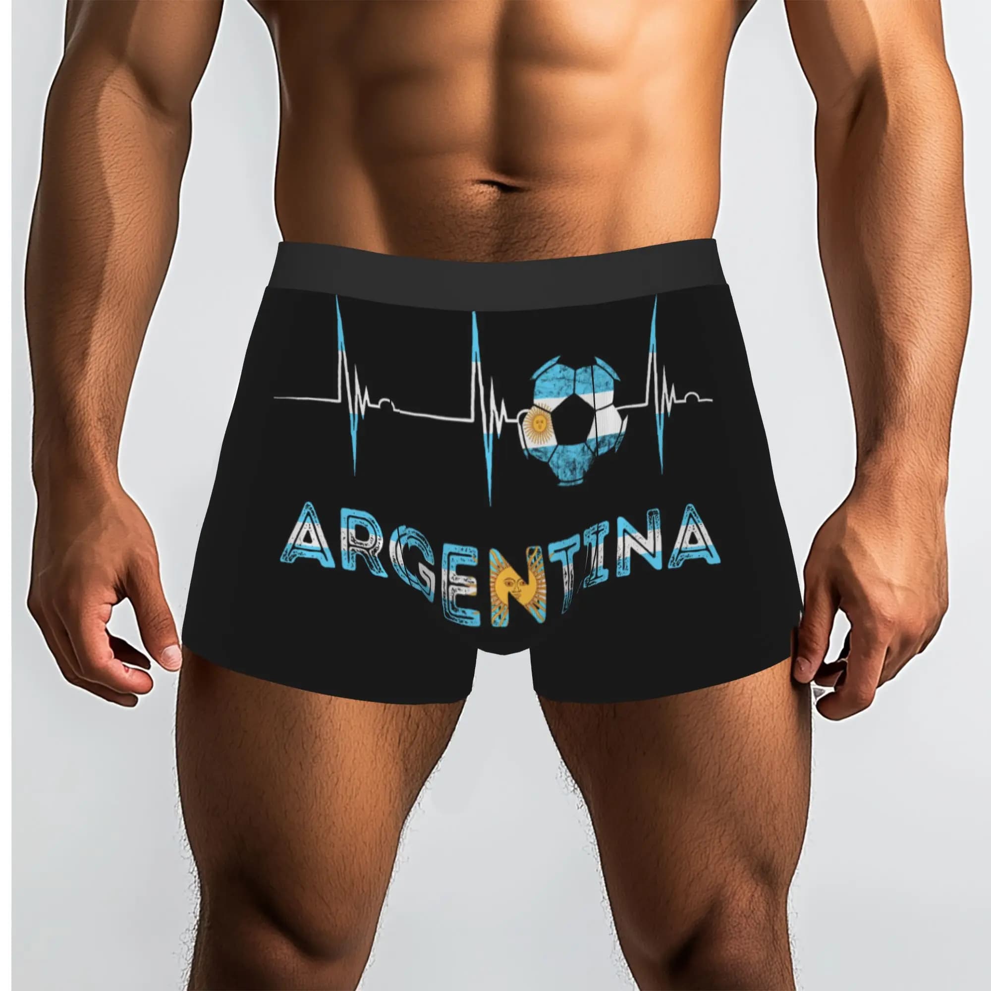 Heartbeat EKG Pulse Sun of May Argentina Mutande traspiranti Mutande da uomo Pantaloncini comodi Boxer Briefs