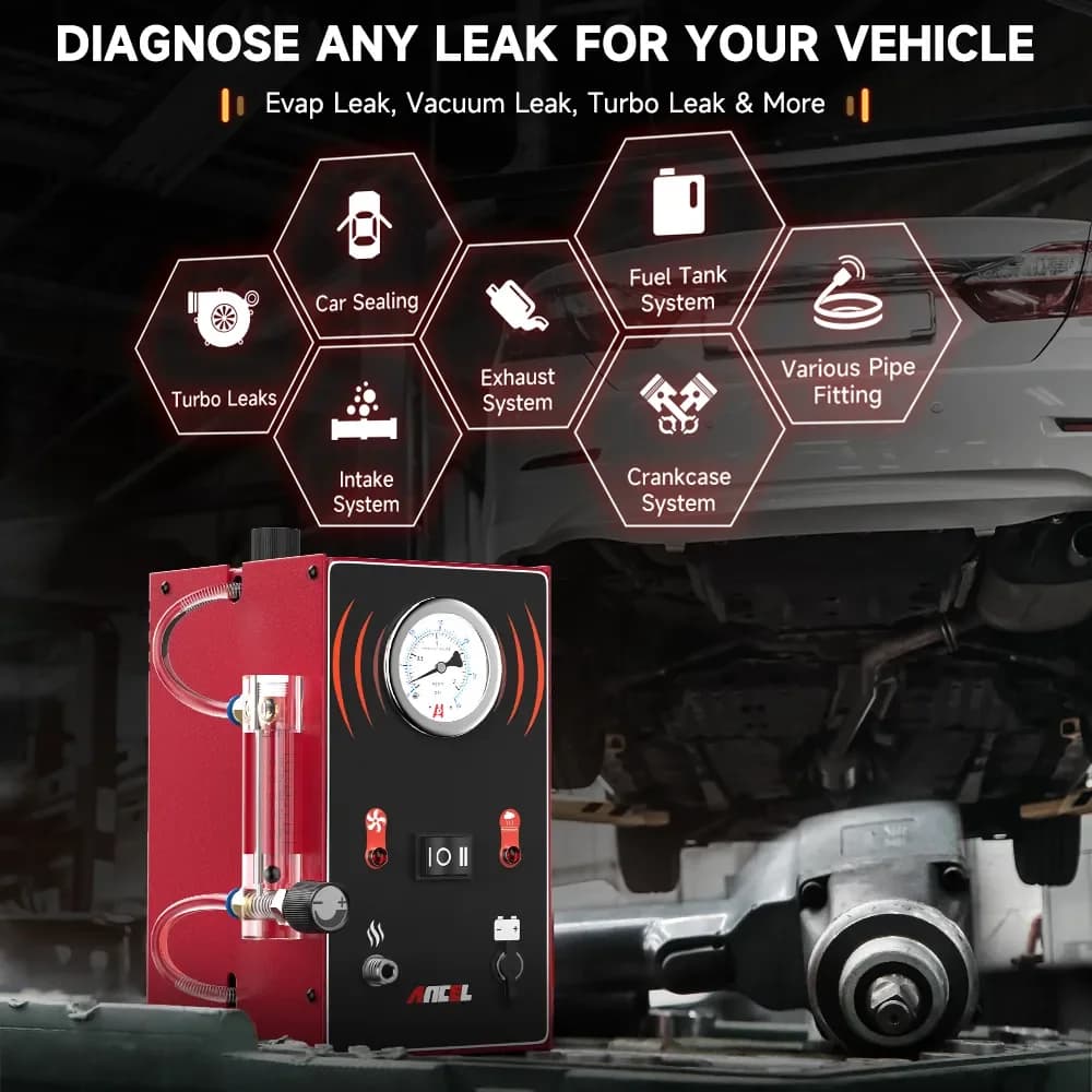 Rilevatore di perdite di fumo per auto ANCEL S300, localizzatore di perdite di gas EVAP per moto e veicoli, strumenti diagnostici per tubi e generatori