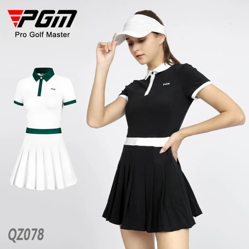 Abito da golf da donna PGM, gonna sportiva estiva slim fit con pantaloncini antiriflesso QZ078