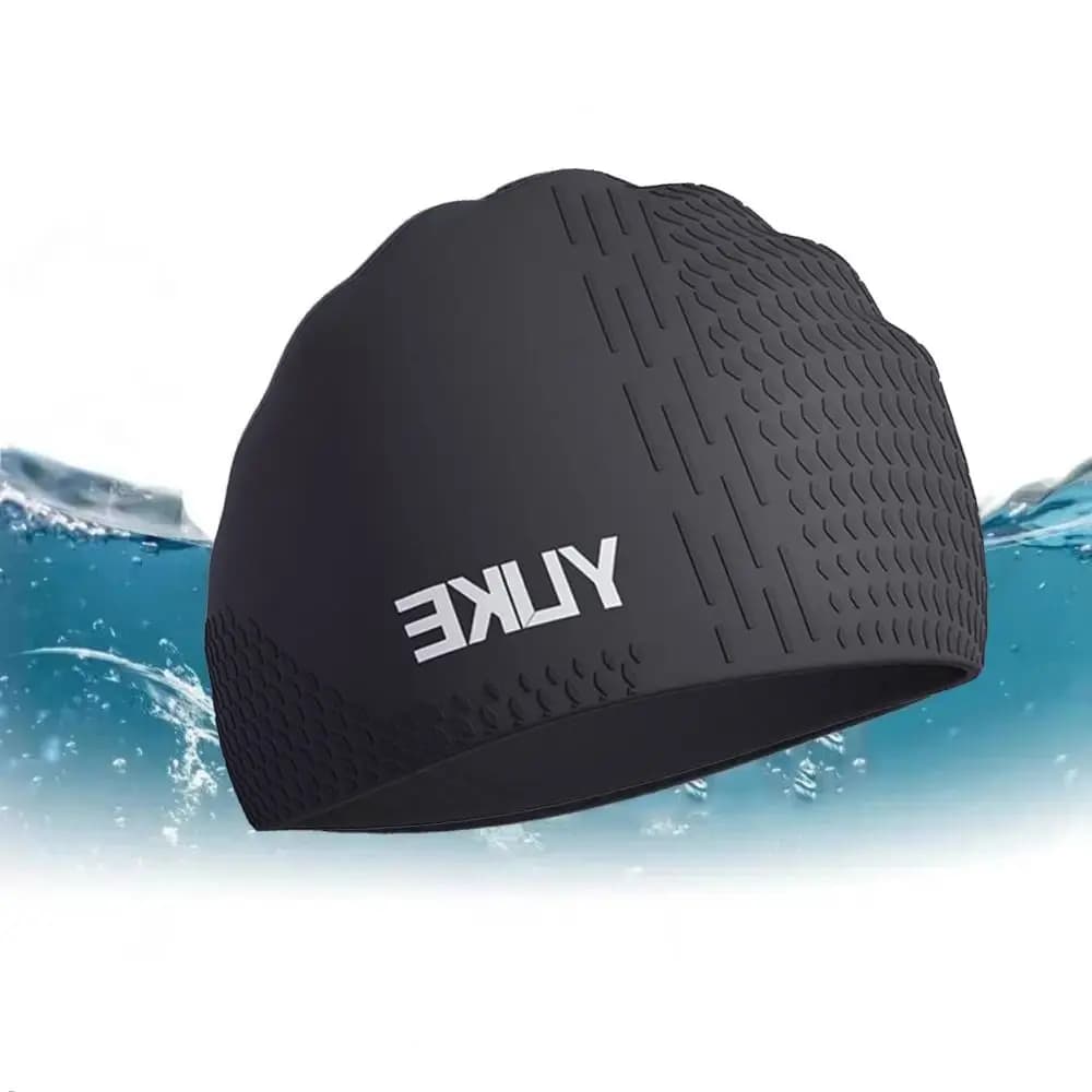 Solid Color Swimming Hat Elastic Lightweight Silicone Swimming Cap Long Hair Breathable Printed Swimming Cap Swim Accessories