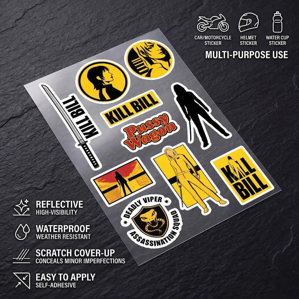 K-KillBill-l All Purpose Reflective Waterproof Scratch Blocker Decal Car Bike Helmet Cup Refrigerator Decorative Stickers