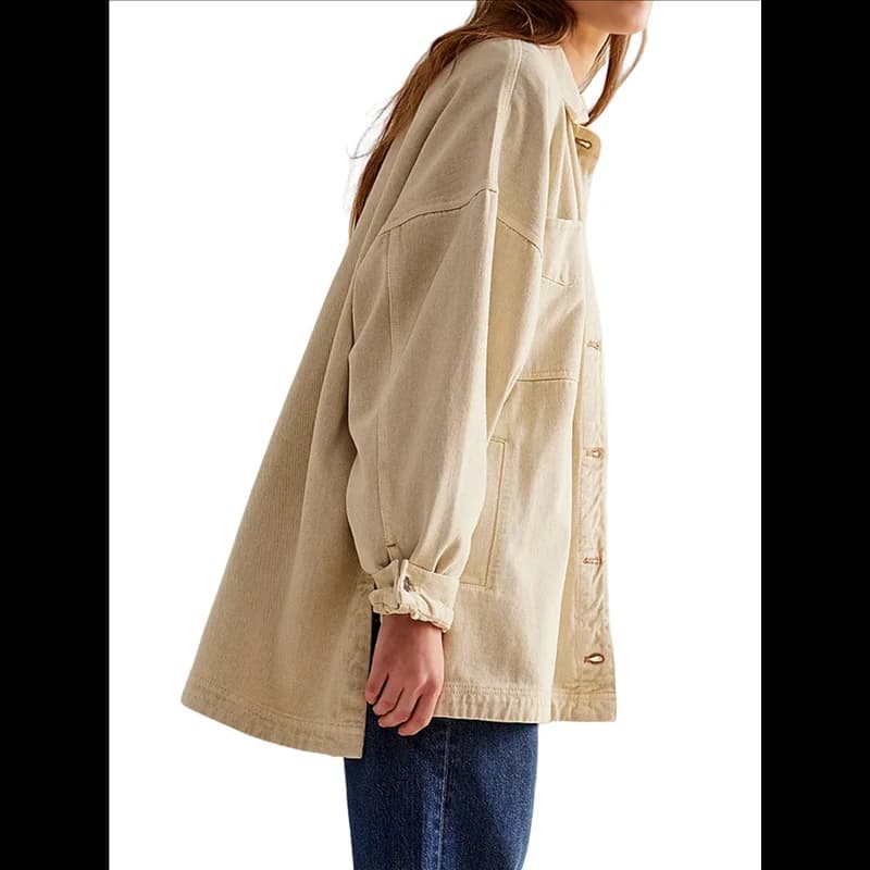 ABRT-Woman city jeans jacket-Upsize jeans style boyfriend long sleeves with buttons on the front