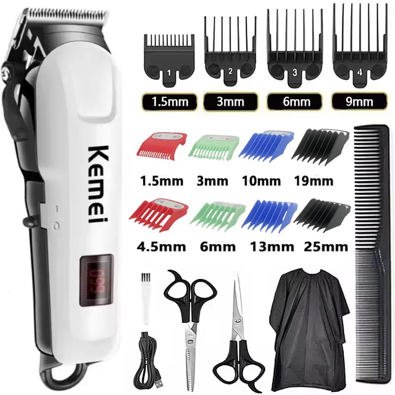 Kemei 809A Tagliacapelli professionale Cavo elettrico regolabile/Tagliacapelli senza fili per uomo Macchina per taglio di capelli Display a LED