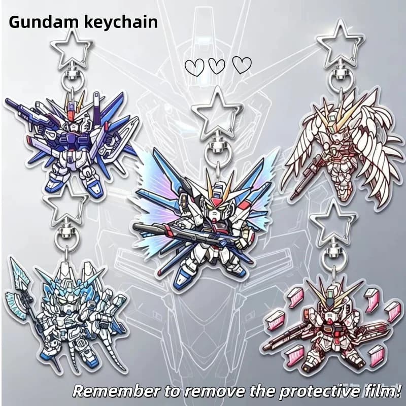 Gundam Series Flat Acrylic Keychain - Aesthetic Backpack & Pen Holder Charm, Cute Gift for Friends