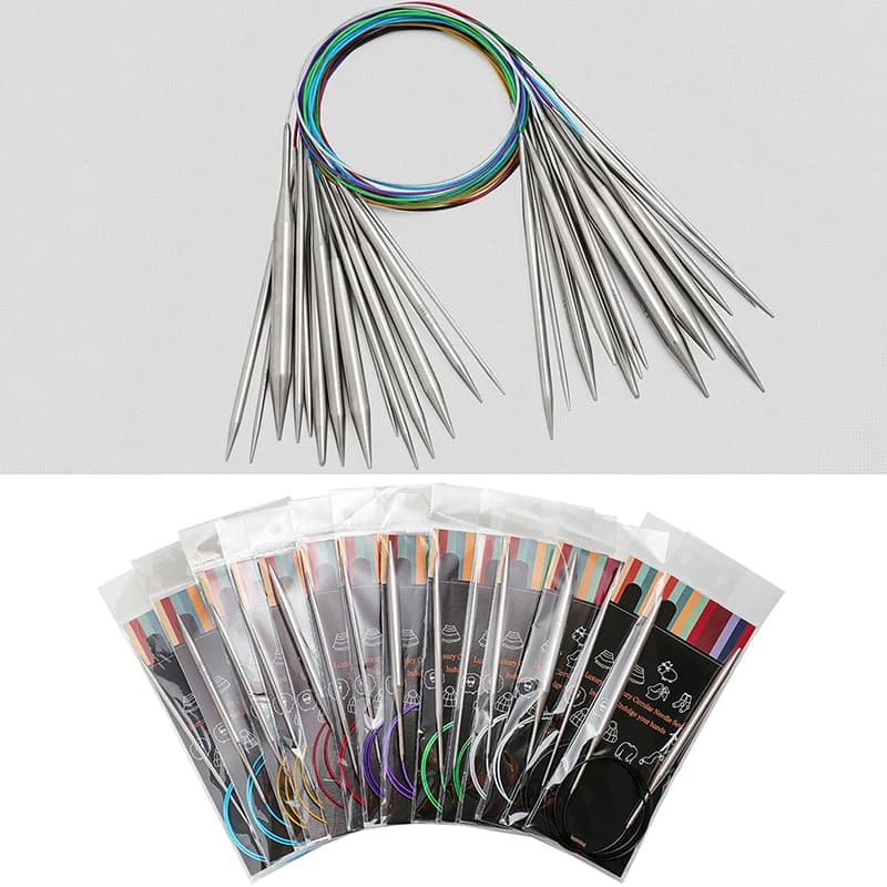 43/60/120cm ferri da maglia in acciaio inox fai da te anello uncinetto maglione ago