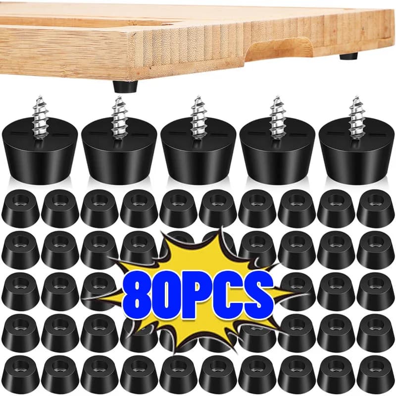 80/8 Piedini Black Rubber Pieces, Flooring Protectors, Furniture Leg Covers, Tables, Chairs, Speakers, Anti-slip Furniture Bearings