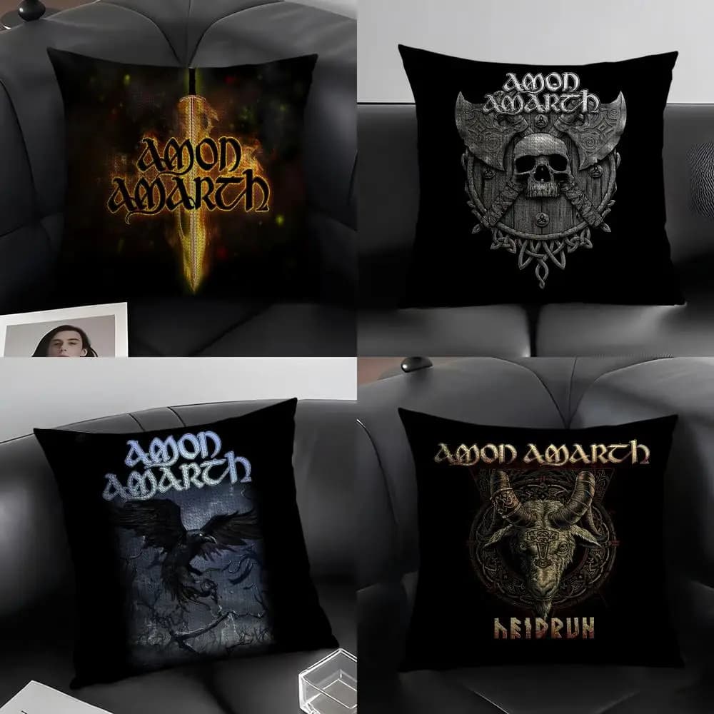 A-Amon AmarthH Fodera per cuscino in lino naturale, tessuto organico, stampa fronte-retro, decorazione per la casa, regalo, federa per cuscino