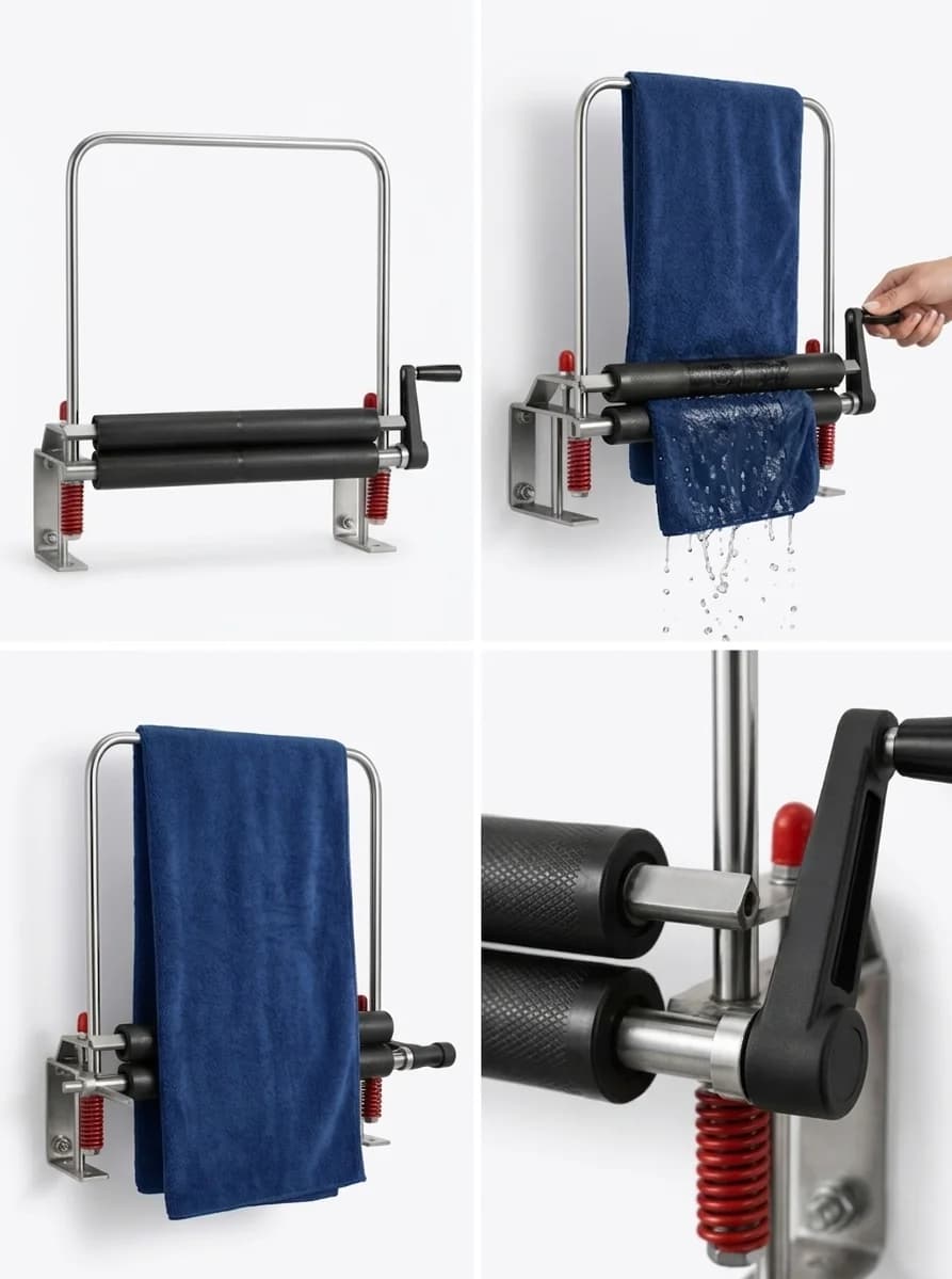 Wall Mounted Manual Towel Wringer, Stainless Steel Hand Press Mop Wringer for Car Wash, Household Use