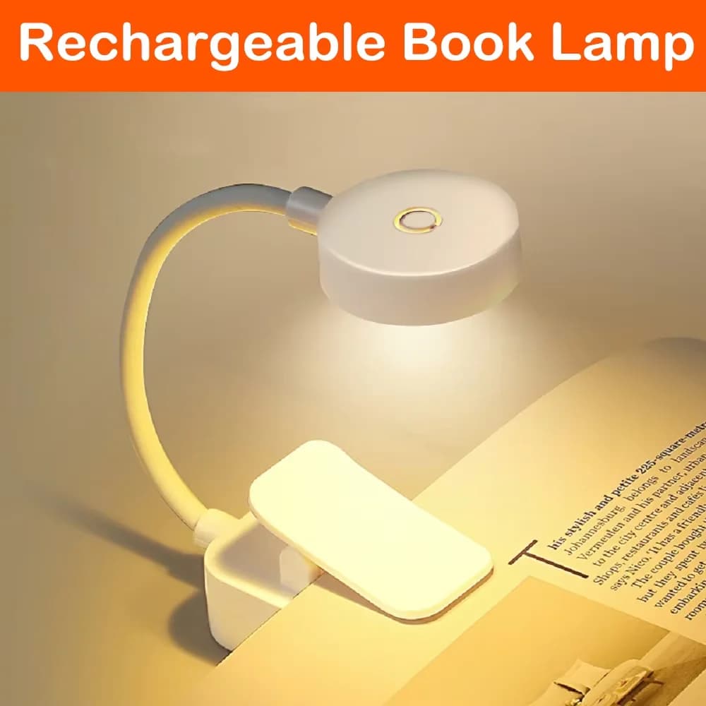 Foldable book lamp with mini clip Rechargeable LED night light via USB 3 mode Eye protection Flexible reading for continuous dimmable bedroom