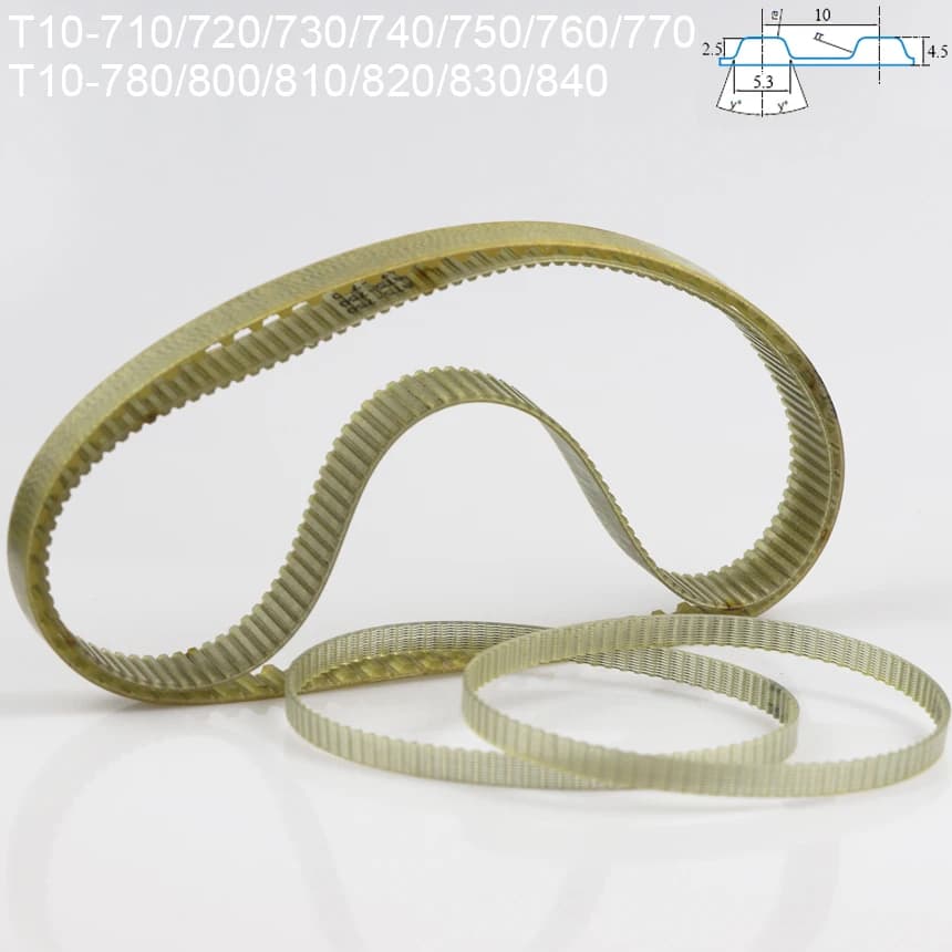 T10-710/720/730/740/750/760/770/780/800/810/820/830/840 10mm Pitch T10 PU Steel Wire Trapezoidal Cogged Synchronous Timing Belt
