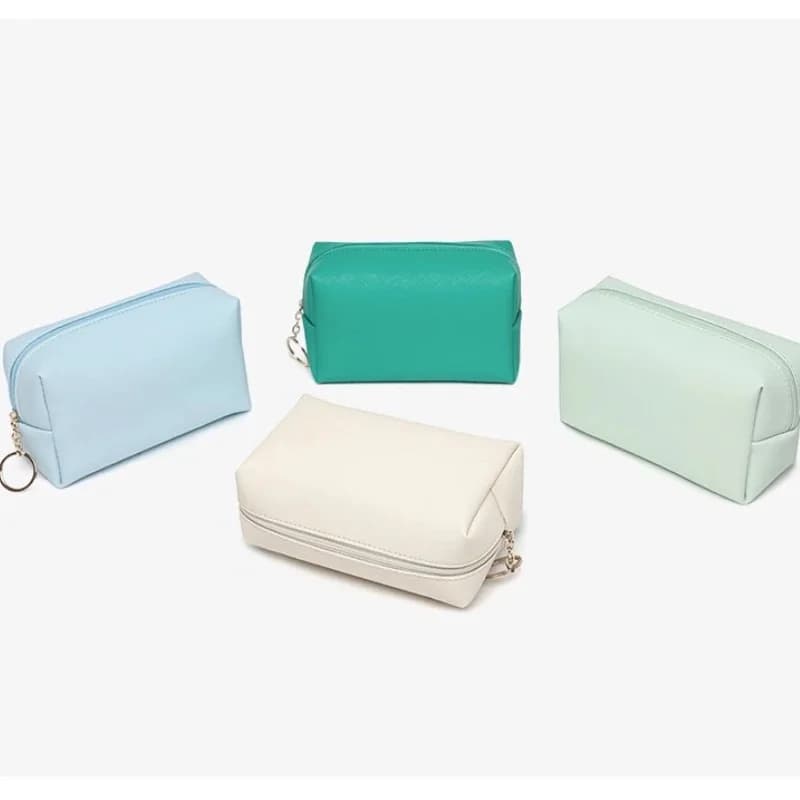 Waterproof Make up Bag Solid Cosmetic Organizer Square Leather Cute Travel Wash Storage Travel Purse