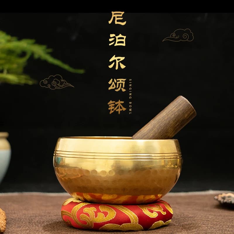 Nepal Handmade Buddha Sound Bowl Yoga Meditation Chanting Singing Bowl Brass Chime Handicraft Music Therapy