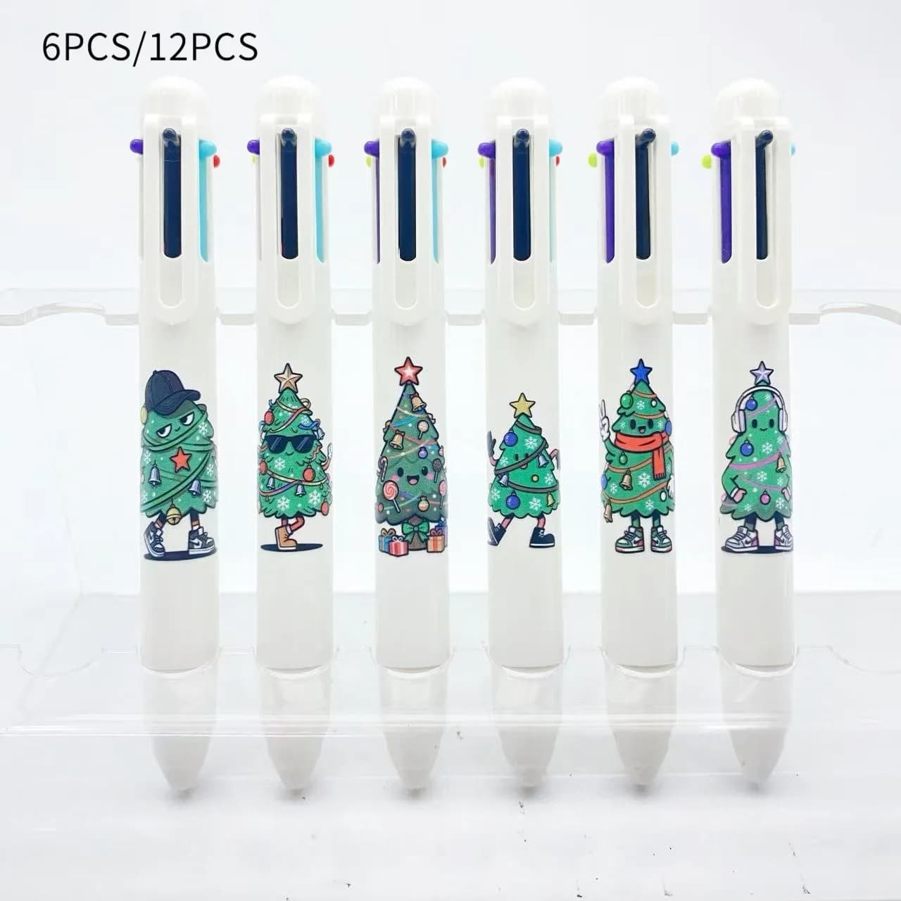 6PCS/12PCS Albero di Natale da uomo Serie bianca Set Set sei in uno Penna a sfera multicolore Studente Pennarello Evidenziatore Set