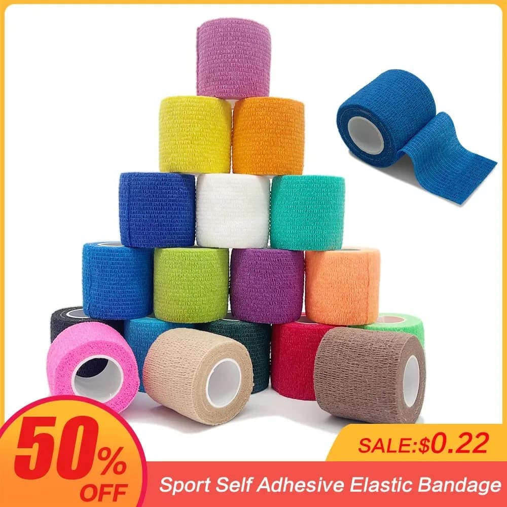 Nastro avvolgente per bendaggio elastico autoadesivo sportivo colorato Elastoplast per cuscinetti di supporto per ginocchio dito caviglia Palm Shoulder