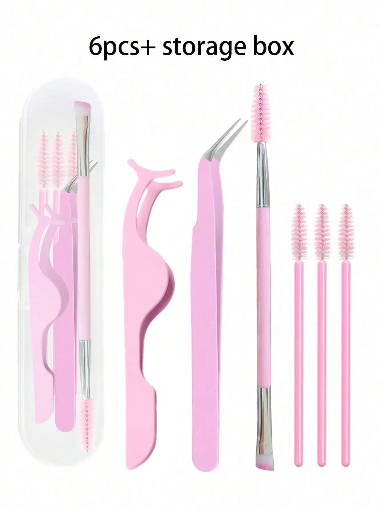 Set da 80 Pezzi: 40 Tubi Vuoti per Mascara con Diamanti, 40 Spazzolini per Ciglia, Applicatori per Extension Ciglia, Strumenti per il Trucco (Stile Ciglia Rosa)