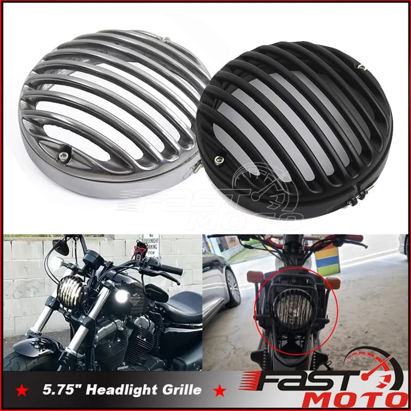 Faro LED da 5,75 pollici (5 3/4) con griglia di copertura per moto Harley Sportster XL 883 1200 Iron Custom XL1200C XL883 Chopper Bobber