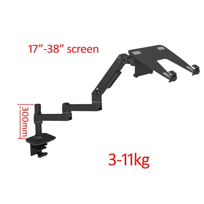 300mm DL-8013LP Supporto da tavolo per laptop da 17 "Supporto per monitor Full Motion 17-38" Braccio a molla meccanico Supporto per monitor in alluminio 3-11 kg