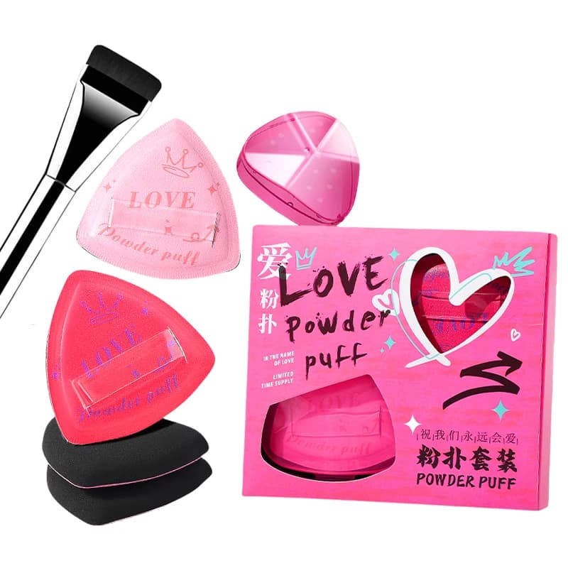 Set di soffio per cipria rosa da 4 pezzi, design graffiti, marshmallow, cuscino d'aria, correttore per il trucco, non assorbono la polvere, gli studenti asciutti e noi