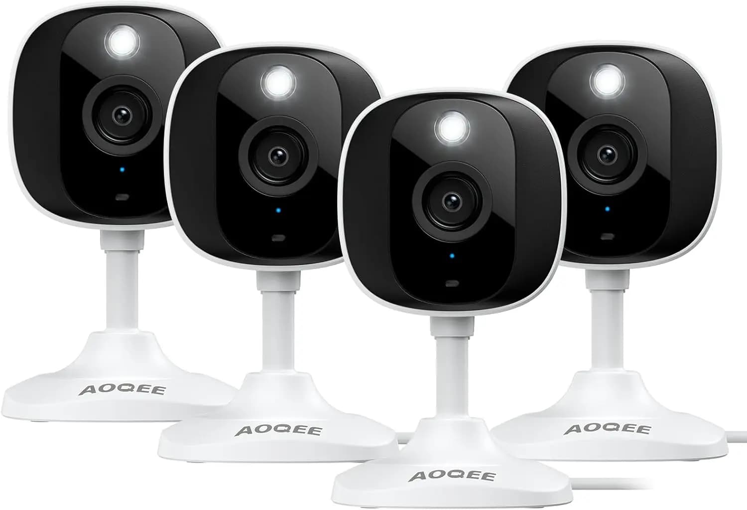 Telecamera di Sicurezza Domestica 2K con Visione Notturna a Colori, Rilevamento del Movimento, Compatibile con Alexa, per Uso Interno/Esterno (Confezione da 4)