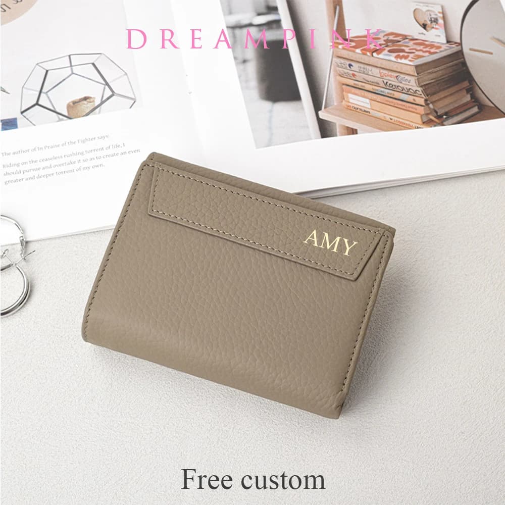 Large Capacity Lady Cowhide Wallet Fashion Custom Initials Bifold Credit Card Wallet New Design Female Portable Organizer Purse