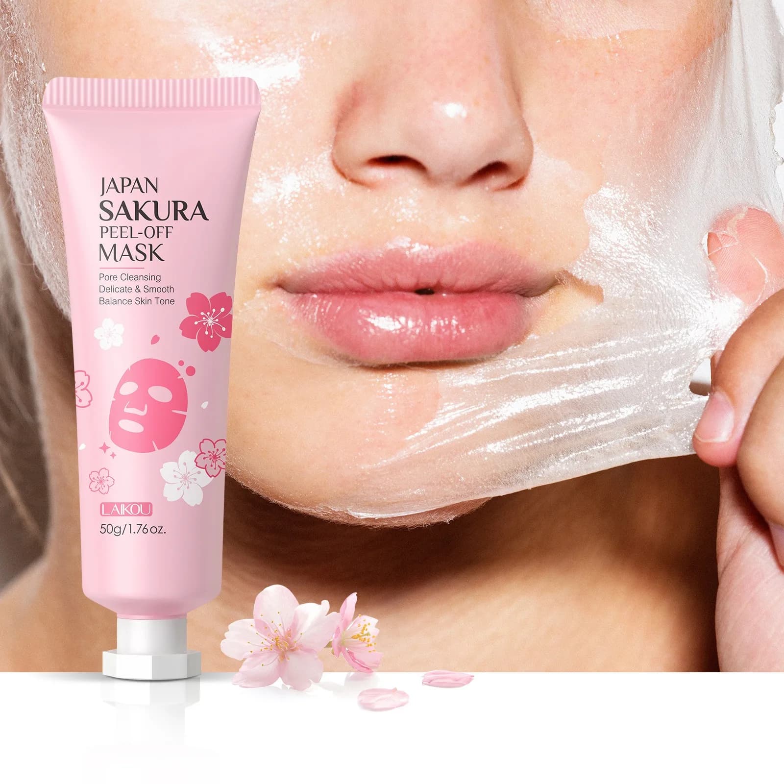 1/2count Giappone Sakura Tear-Off Mask 50g Salviette cosmetiche per la pulizia profonda, Equilibrio il tono della pelle, Idratare e la pelle delicata
