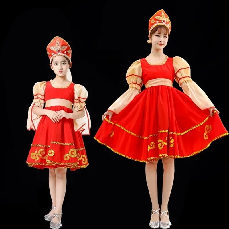 Nuovo classico elegante abito da ballo nazionale russo ragazza adulta bambini donne spettacolo teatrale costume principessa europea abito da palcoscenico