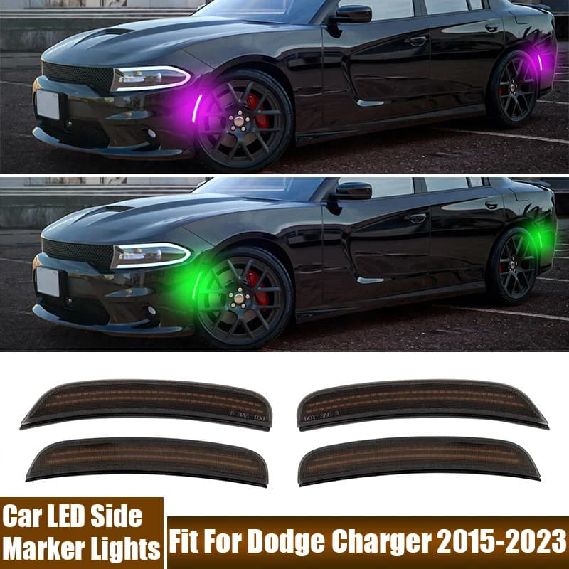4 pezzi/set luci LED laterali per auto, luci per parafango compatibili con Dodge Charger 2015-2023 68214404AA, 68214405AA, 68214126AA, 68214127AA