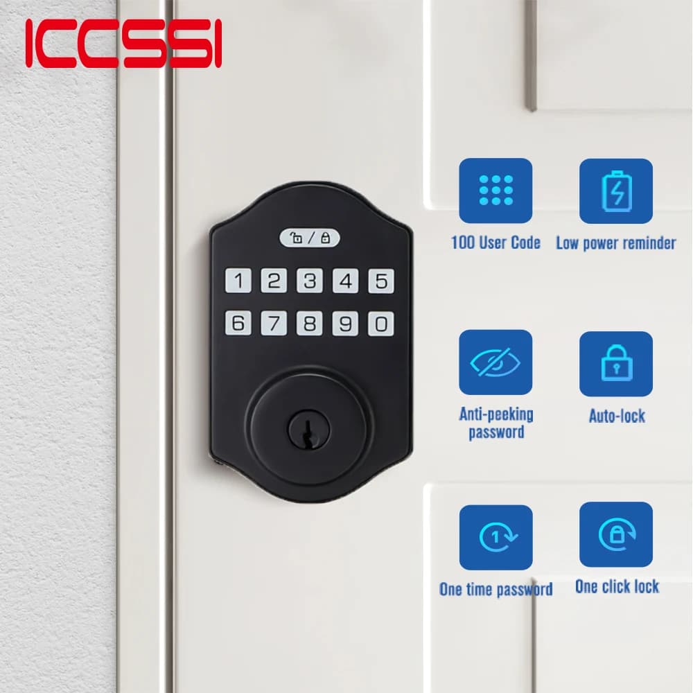 ICCSSI Tuya Lock Password Lock Smart Door Lock Password/Bluetooth/Key Unlock One Click Lock for Home Airbnb