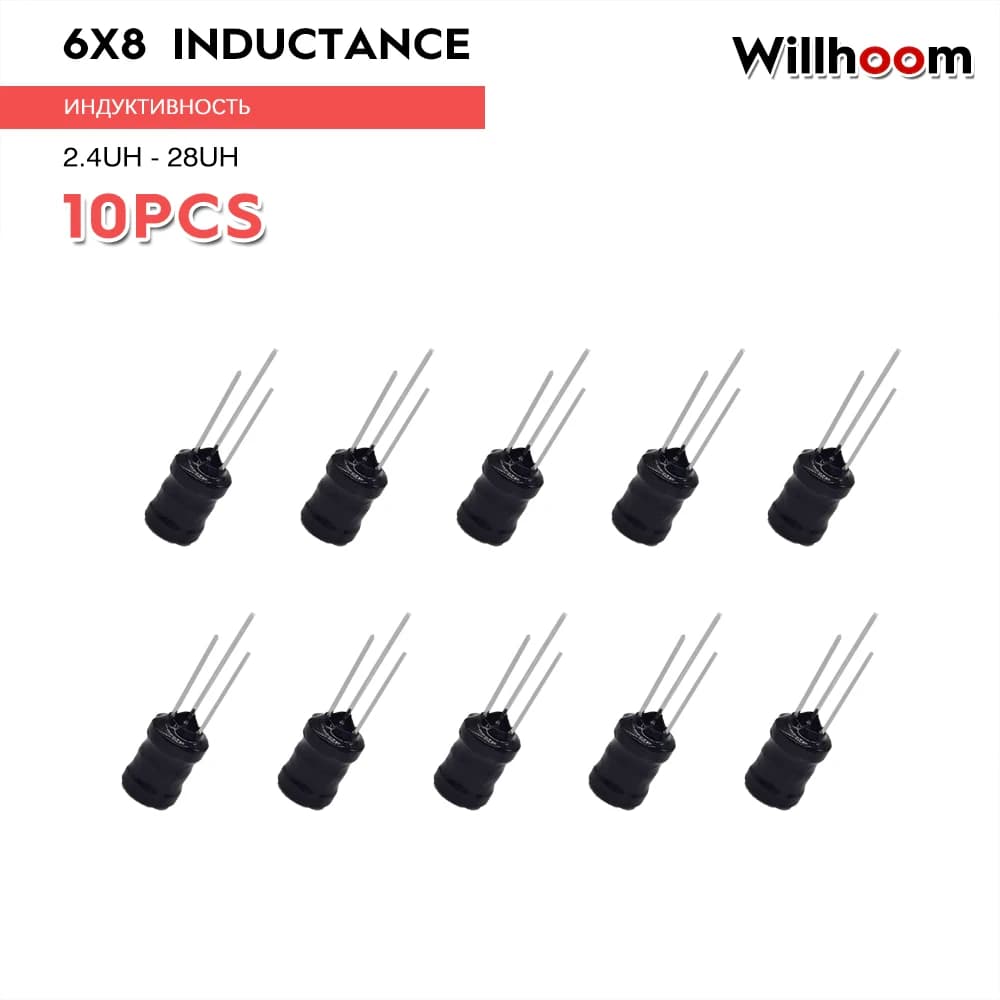 10 pz 6x8 tre piedi induttanza 1.2UH 28UH/800UH 10UH/1MH induttore per umidificatore allarme rilevatore di fumo PE o PVC opzione involucro