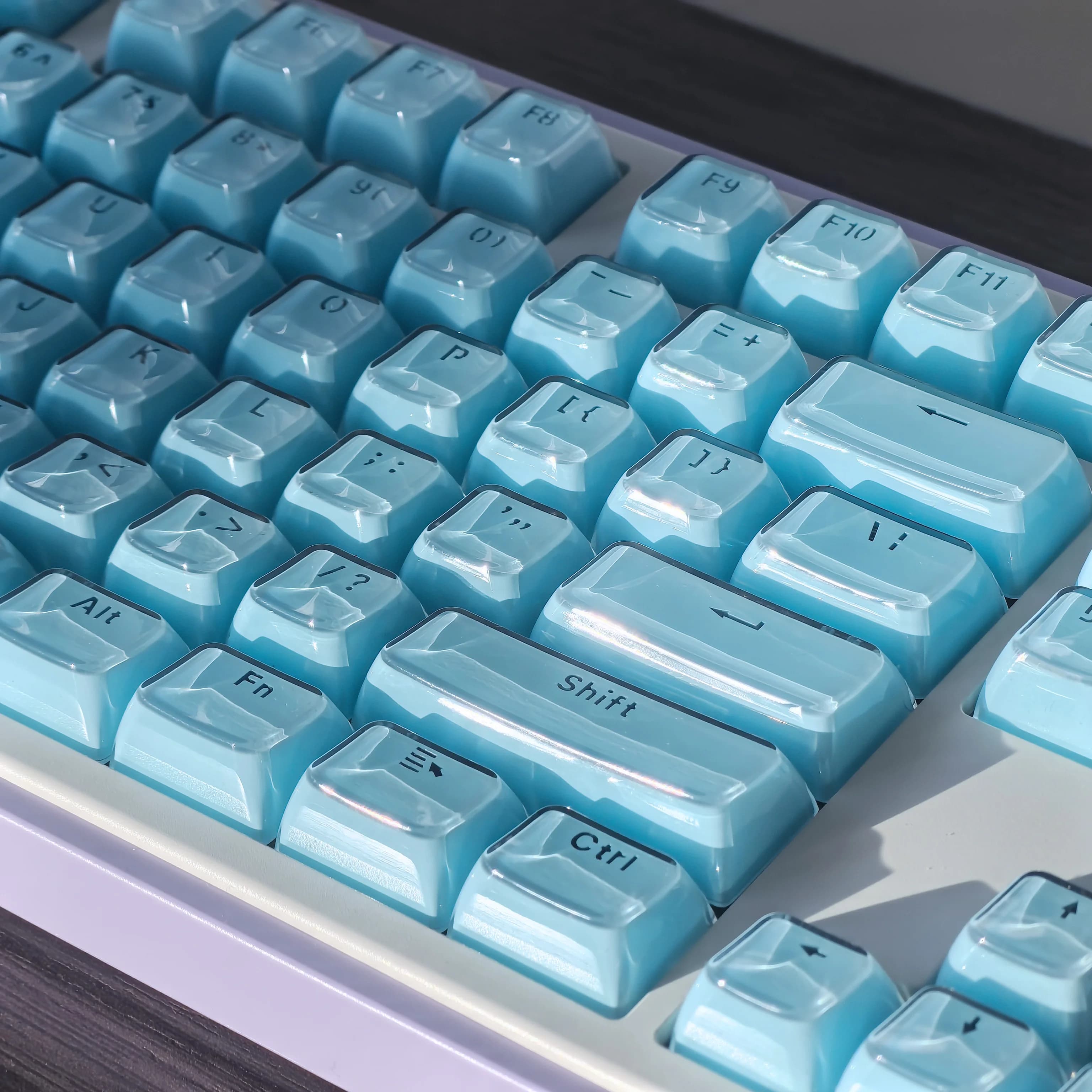 Jelly Keycap Set Translucent White Blue Pc+Abs Keycap For Mechanical Keyboard Characters Translucent Ice Cube Crystal Oem Keycap